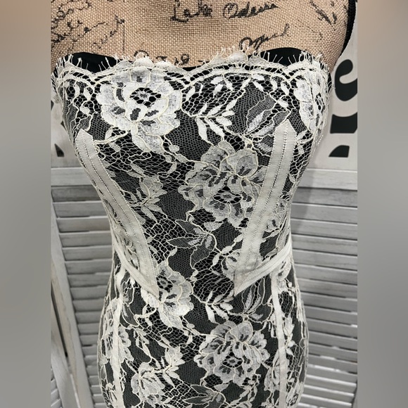 Karen Millen Lace Corset Dress Cream Black - Picture 7 of 17